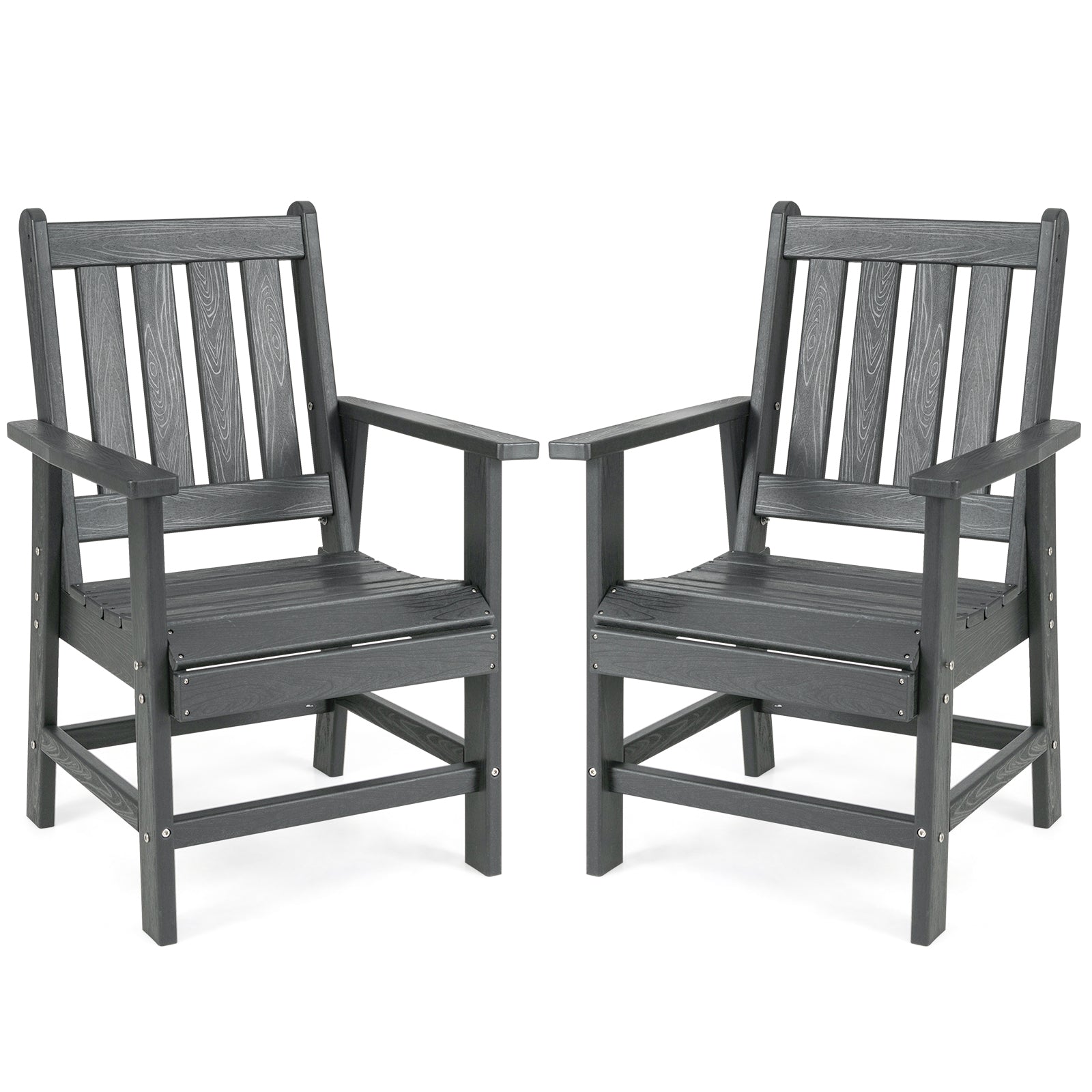 Set of 2 Patio Dining Chairs with Wide Armrests, Gray Patio Dining Chairs Gray at Gallery Canada