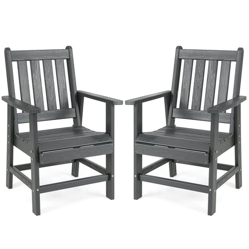 Set of 2 Patio Dining Chairs with Wide Armrests, Gray