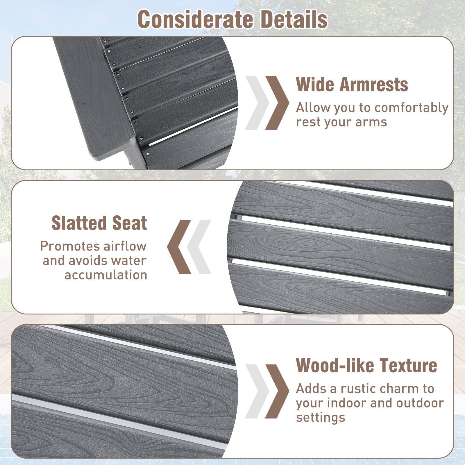 Set of 2 Patio Dining Chairs with Wide Armrests, Gray Patio Dining Chairs at Gallery Canada