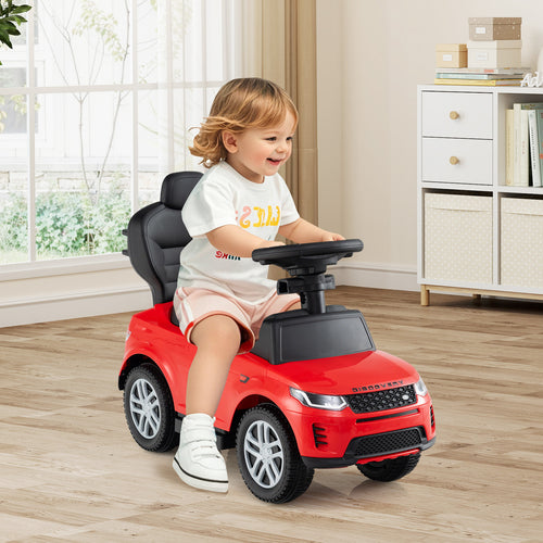 3 in 1 Push Car with Removable Handle and Guardrail for Kids 18-36 Months Old, Red