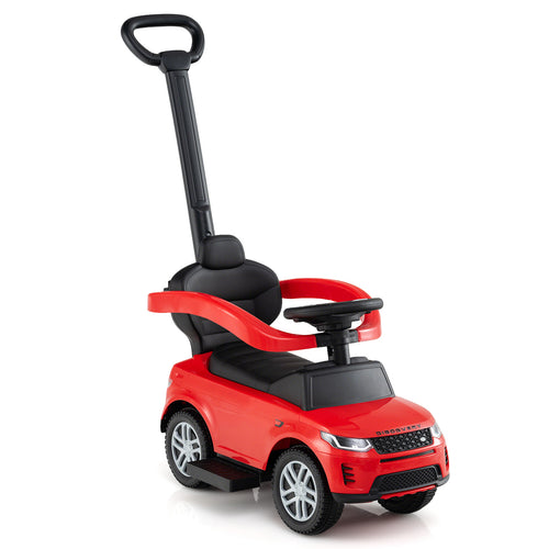 3 in 1 Push Car with Removable Handle and Guardrail for Kids 18-36 Months Old, Red