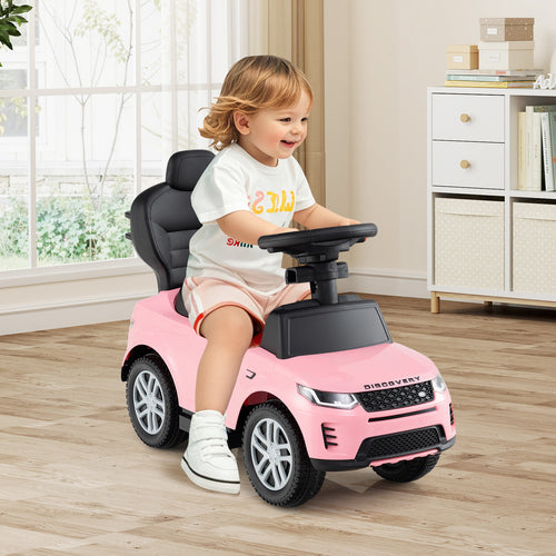 3 in 1 Push Car with Removable Handle and Guardrail for Kids 18-36 Months Old, Pink