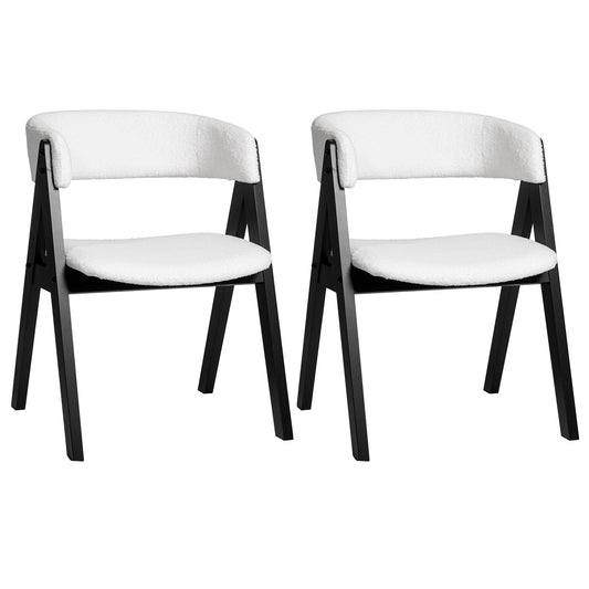 Wooden Dining Chair Set, Mid-Century Modern, Sherpa Upholstered, Black Dining Chairs Black at Gallery Canada