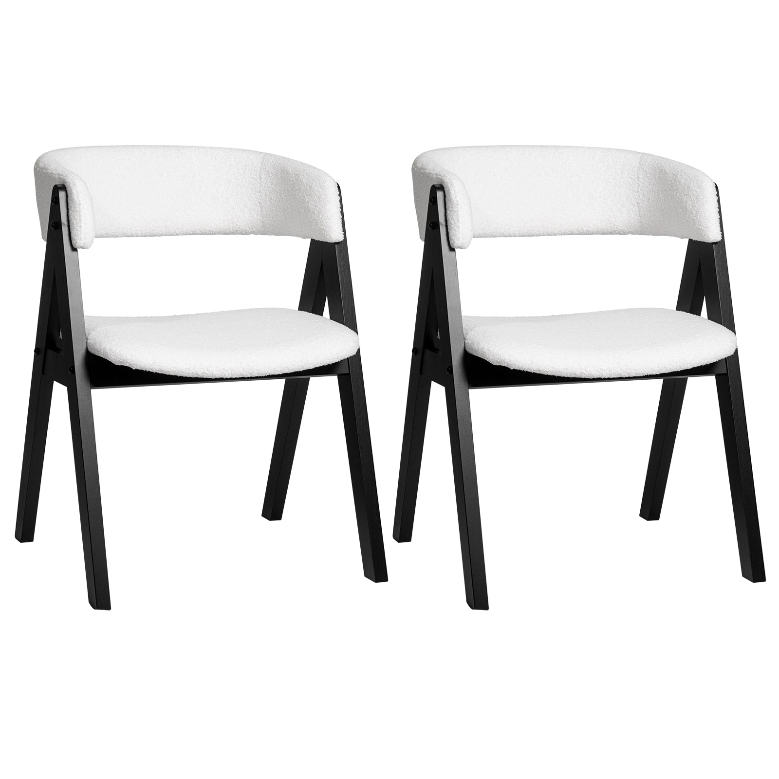 Wooden Dining Chair Set, Mid-Century Modern, Sherpa Upholstered, Black Dining Chairs at Gallery Canada
