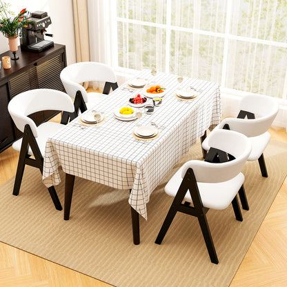 Wooden Dining Chair Set of 2 Mid-Century Modern Sherpa Upholstered Kitchen Dining Room Chairs, Black Dining Chairs at Gallery Canada