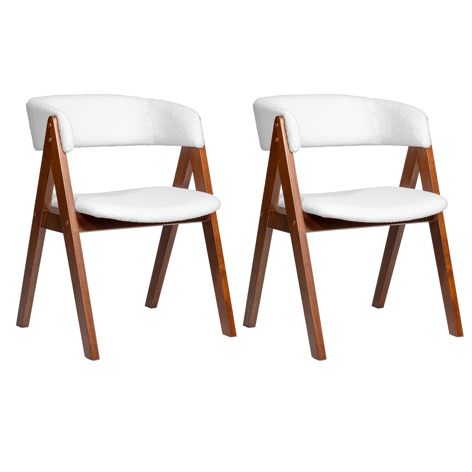 Wooden Dining Chair Set of 2 Mid-Century Modern Sherpa Upholstered Kitchen Dining Room Chairs, Walnut Dining Chairs Walnut at Gallery Canada