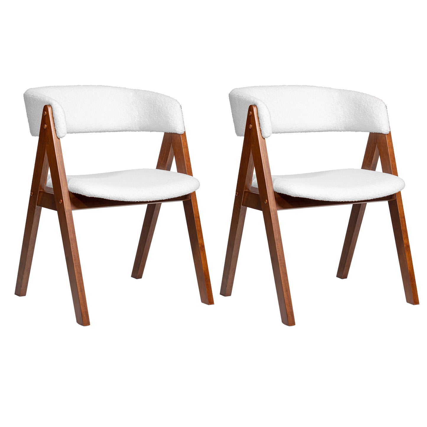 Wooden Dining Chair Set of 2 Mid-Century Modern Sherpa Upholstered Kitchen Dining Room Chairs, Walnut Dining Chairs Walnut at Gallery Canada