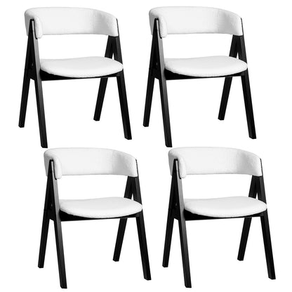 Wooden Dining Chair Set of 4 Mid-Century Modern Sherpa Upholstered Kitchen Dining Room Chairs, Black Dining Chairs at Gallery Canada