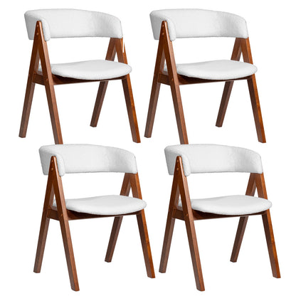 Wooden Dining Chair Set of 4 Mid-Century Modern Sherpa Upholstered Kitchen Dining Room Chairs, Walnut Dining Chairs Walnut at Gallery Canada