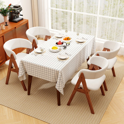 Wooden Dining Chair Set of 4 Mid-Century Modern Sherpa Upholstered Kitchen Dining Room Chairs, Walnut Dining Chairs at Gallery Canada