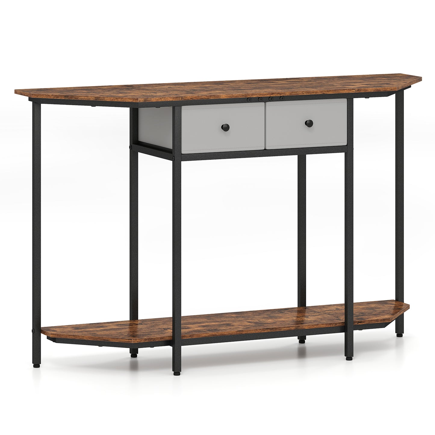 Console Table With 2 Drawers, Open Storage Shelf, Brown Console Tables Rustic Brown at Gallery Canada