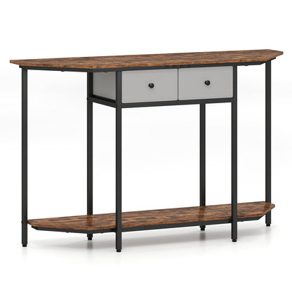 Console Table With 2 Drawers, Open Storage Shelf, Brown Console Tables Rustic Brown at Gallery Canada