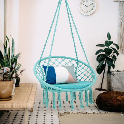Cushioned Hammock Swing Chair with Hanging Kit, Turquoise Hammocks at Gallery Canada