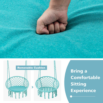 Cushioned Hammock Swing Chair with Hanging Kit, Turquoise Hammocks at Gallery Canada
