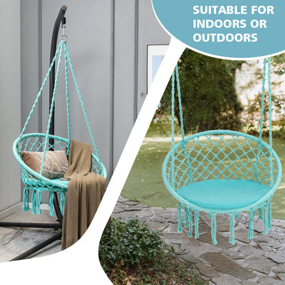 Cushioned Hammock Swing Chair with Hanging Kit, Turquoise Hammocks at Gallery Canada