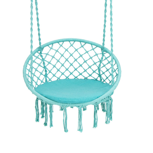 Cushioned Hammock Swing Chair with Hanging Kit, Turquoise