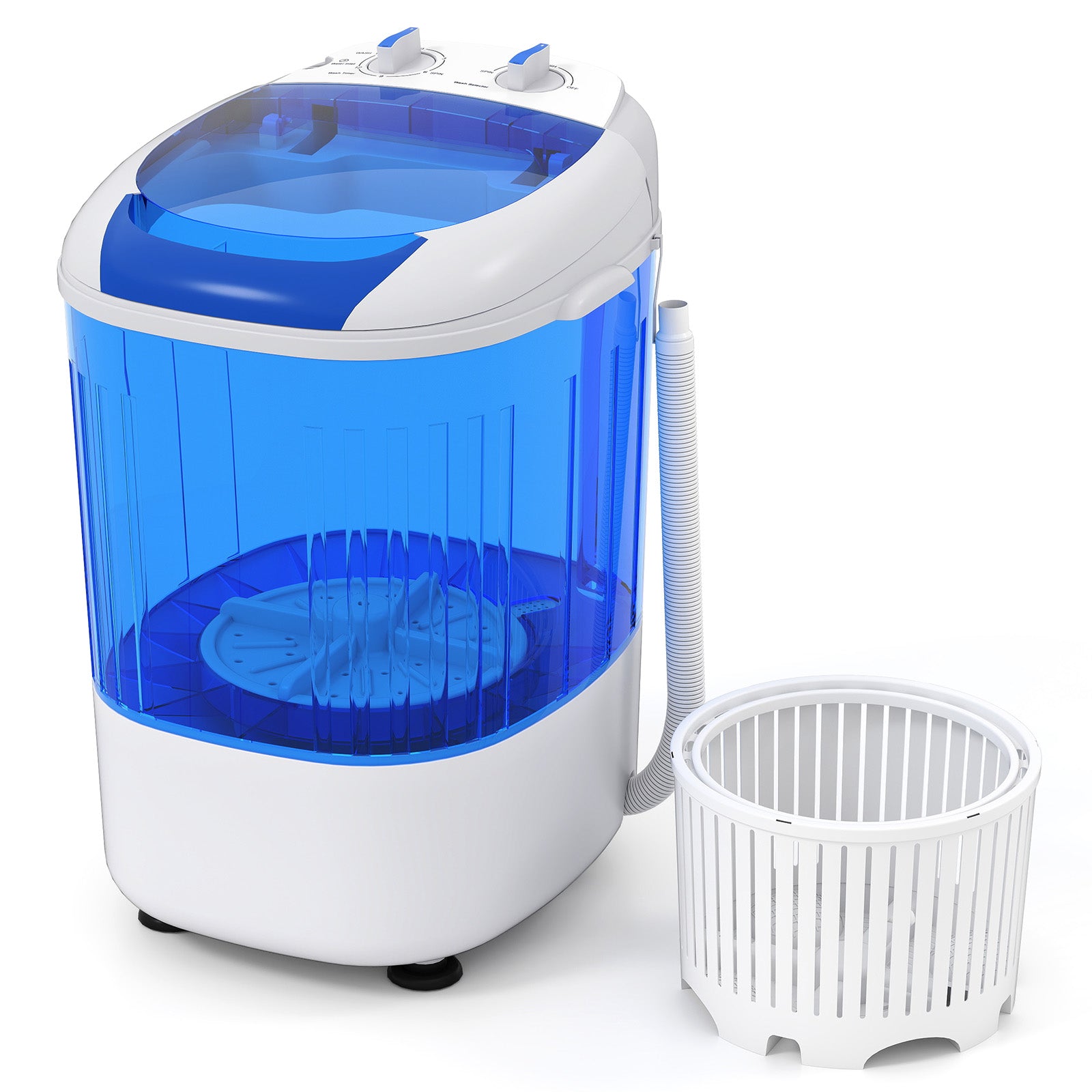 Portable Mini Semi-automatic Washing Machine with Spin Tub and Drain Hose 2.5 kg Capacity, Blue Washing Machines Blue at Gallery Canada