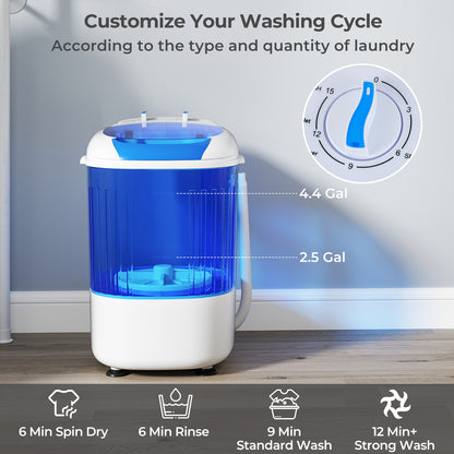 Portable Mini Semi-automatic Washing Machine with Spin Tub and Drain Hose 2.5 kg Capacity, Blue Washing Machines at Gallery Canada