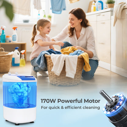 Portable Mini Semi-automatic Washing Machine with Spin Tub and Drain Hose 2.5 kg Capacity, Blue Washing Machines at Gallery Canada