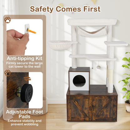 Cat Tree with Litter Box Enclosure for Indoor Cats, Rustic Brown Cat Trees Condos & Scratchers at Gallery Canada