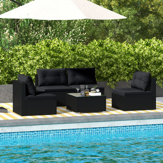 5-Piece Outdoor Patio Furniture Set with Cushions and Coffee Table, Black Patio Conversation Sets Black at Gallery Canada