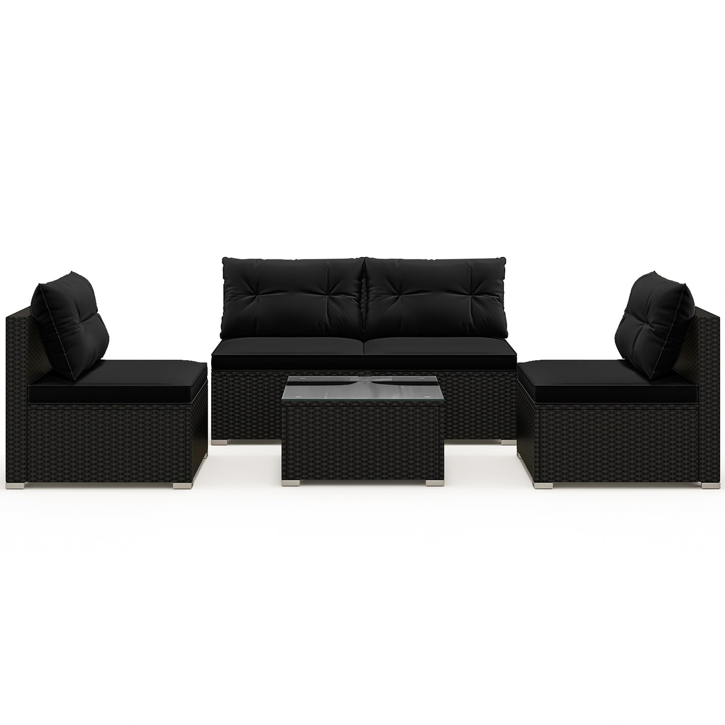 5-Piece Outdoor Patio Furniture Set with Cushions and Coffee Table, Black Patio Conversation Sets at Gallery Canada