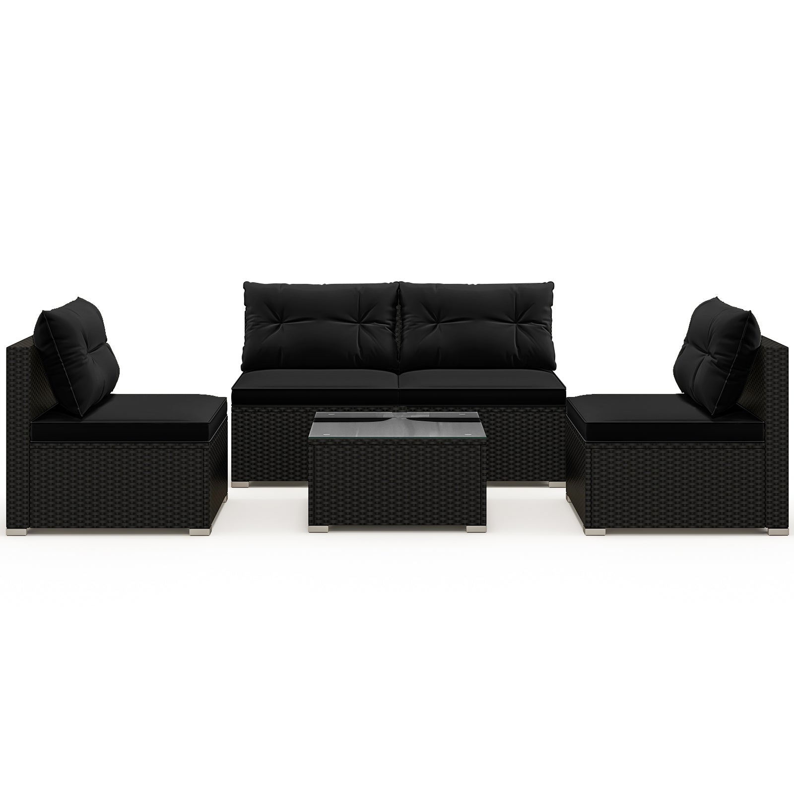 5-Piece Outdoor Patio Furniture Set with Cushions and Coffee Table, Black Patio Conversation Sets at Gallery Canada