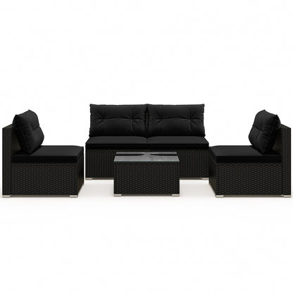5-Piece Outdoor Patio Furniture Set with Cushions and Coffee Table, Black Patio Conversation Sets at Gallery Canada