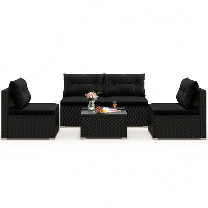 5-Piece Outdoor Patio Furniture Set with Cushions and Coffee Table, Black Patio Conversation Sets at Gallery Canada