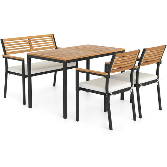 4-Piece Patio Furniture Set Outdoor Dining Chair Set, White Patio Dining Sets White at Gallery Canada
