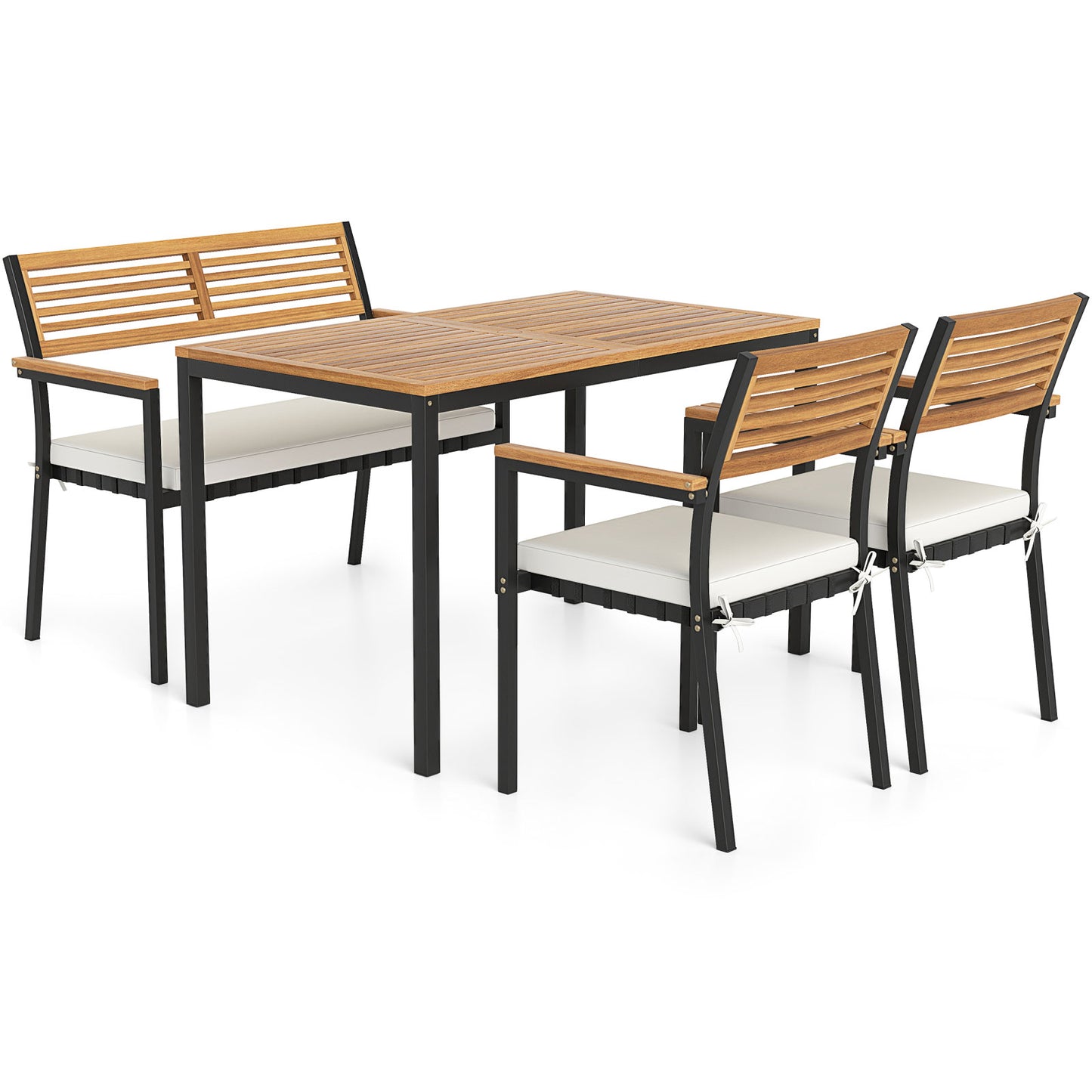 4-Piece Patio Furniture Set, Outdoor Dining Chair Set, White Patio Dining Sets White at Gallery Canada