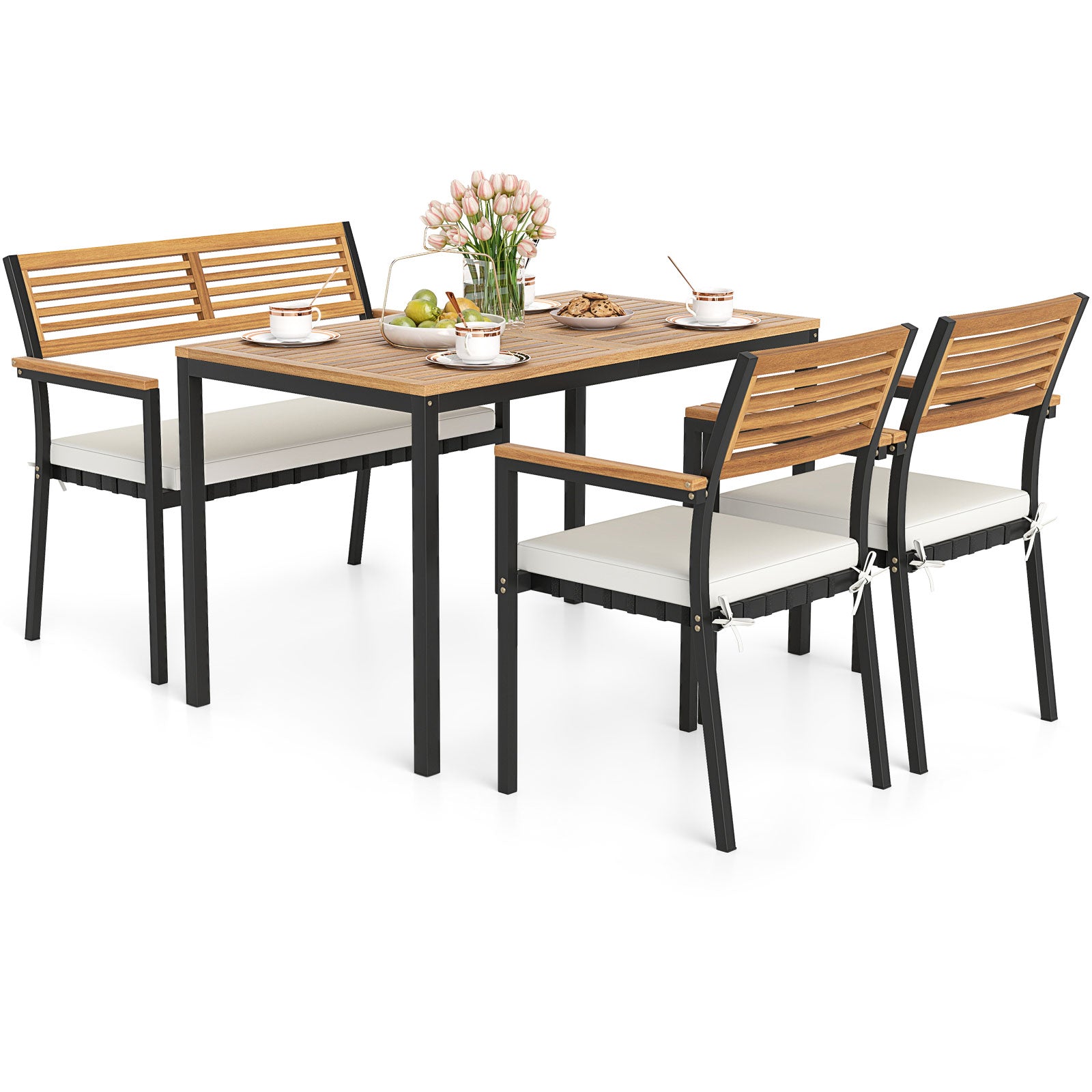 4-Piece Patio Furniture Set Outdoor Dining Chair Set, White Patio Dining Sets at Gallery Canada