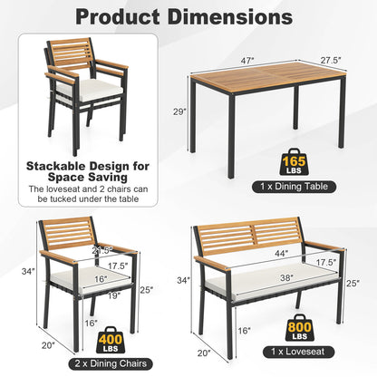 4-Piece Patio Furniture Set Outdoor Dining Chair Set, White Patio Dining Sets at Gallery Canada