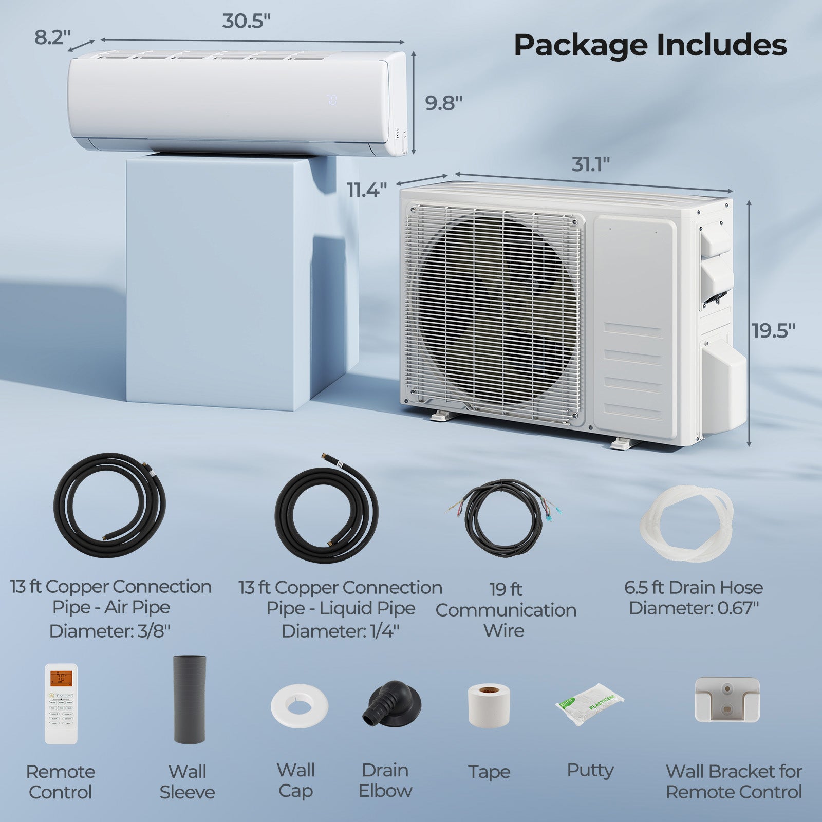 11500 BTU 208/230V Mini Split Air Conditioner and Heater Pump System, White Mini Split Air Conditioners at Gallery Canada