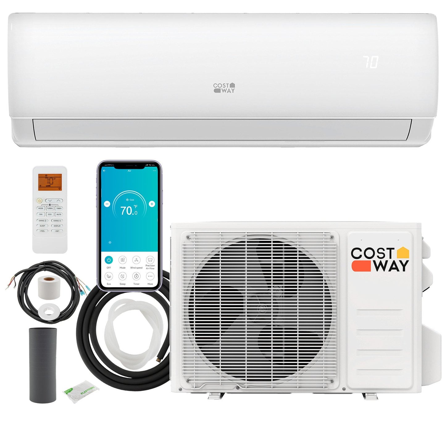 11500 BTU 115V Mini Split Air Conditioner and Heater Pump System Wifi Enabled, White Mini Split Air Conditioners White at Gallery Canada