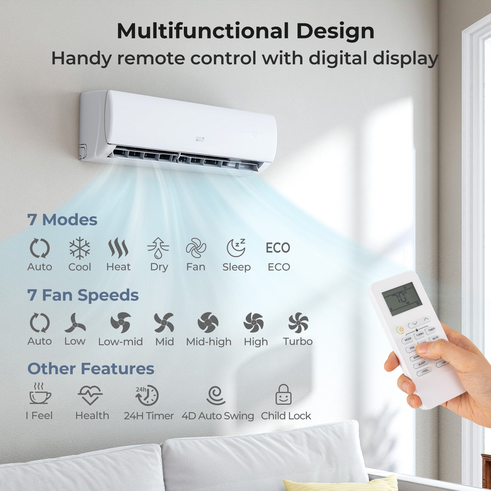 11500 BTU 115V Mini Split Air Conditioner and Heater Pump System Wifi Enabled, White Mini Split Air Conditioners at Gallery Canada