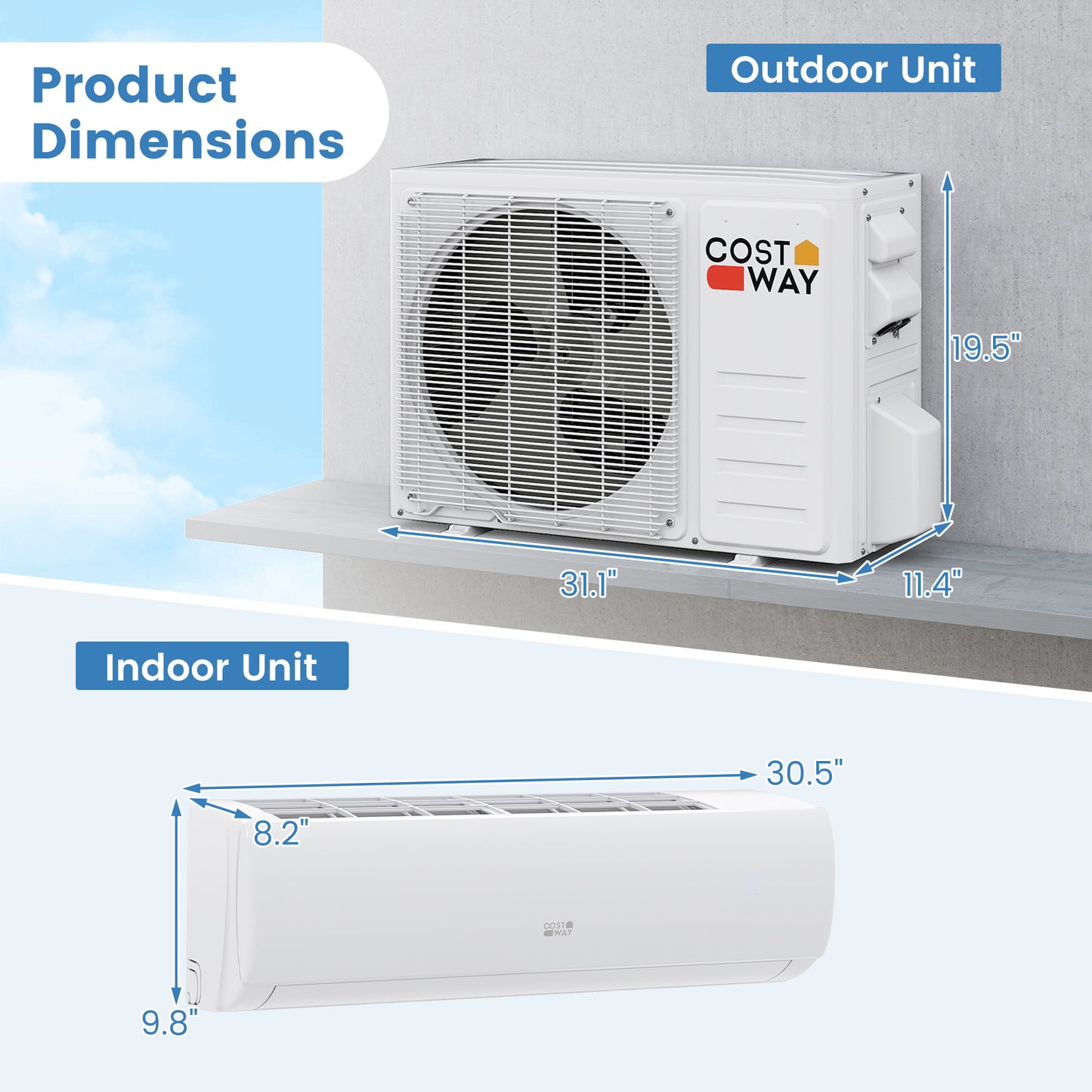 11500 BTU 115V Mini Split Air Conditioner and Heater Pump System Wifi Enabled, White Mini Split Air Conditioners at Gallery Canada