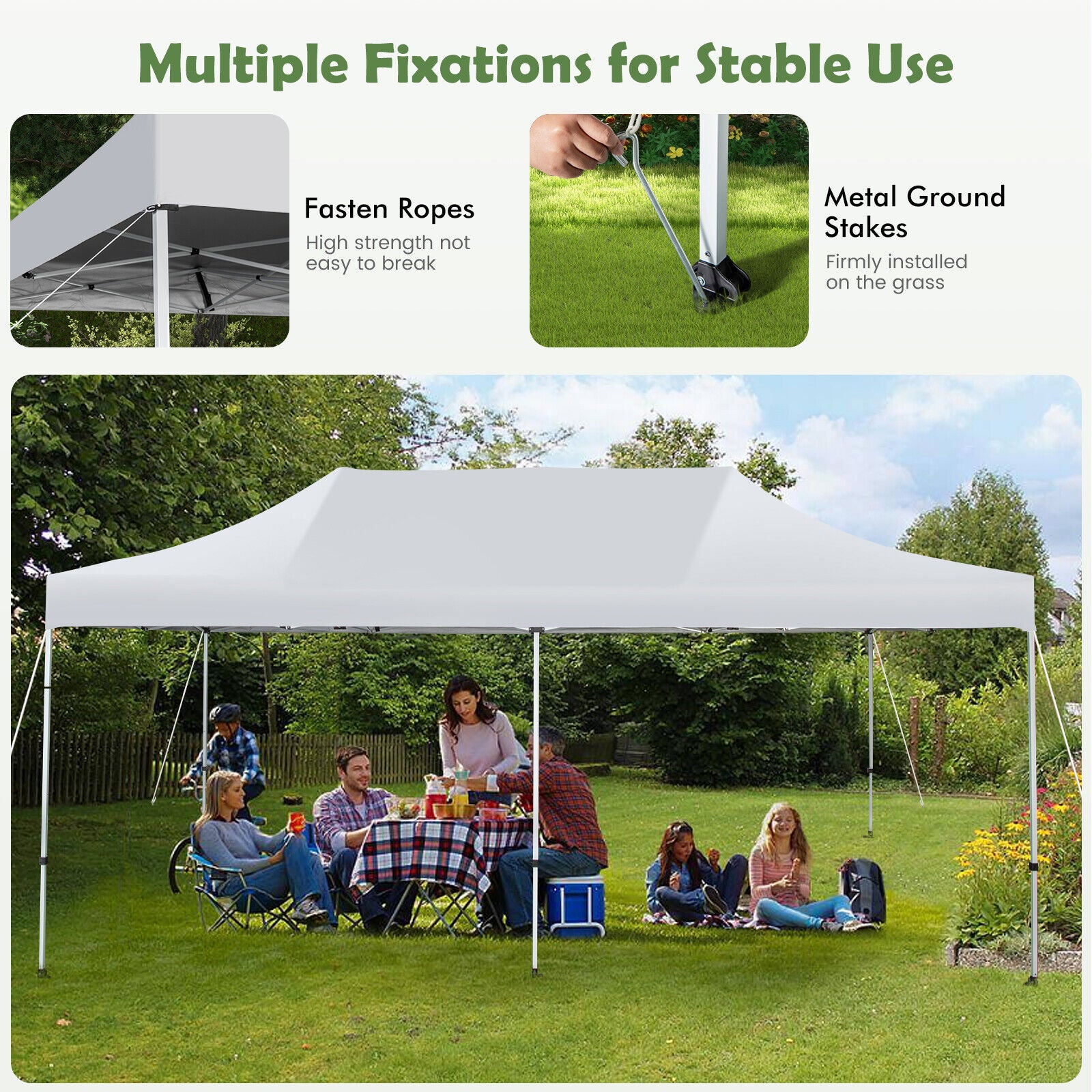 10 x 20 Feet Outdoor Pop-Up Patio Folding Canopy Tent, White Canopies at Gallery Canada