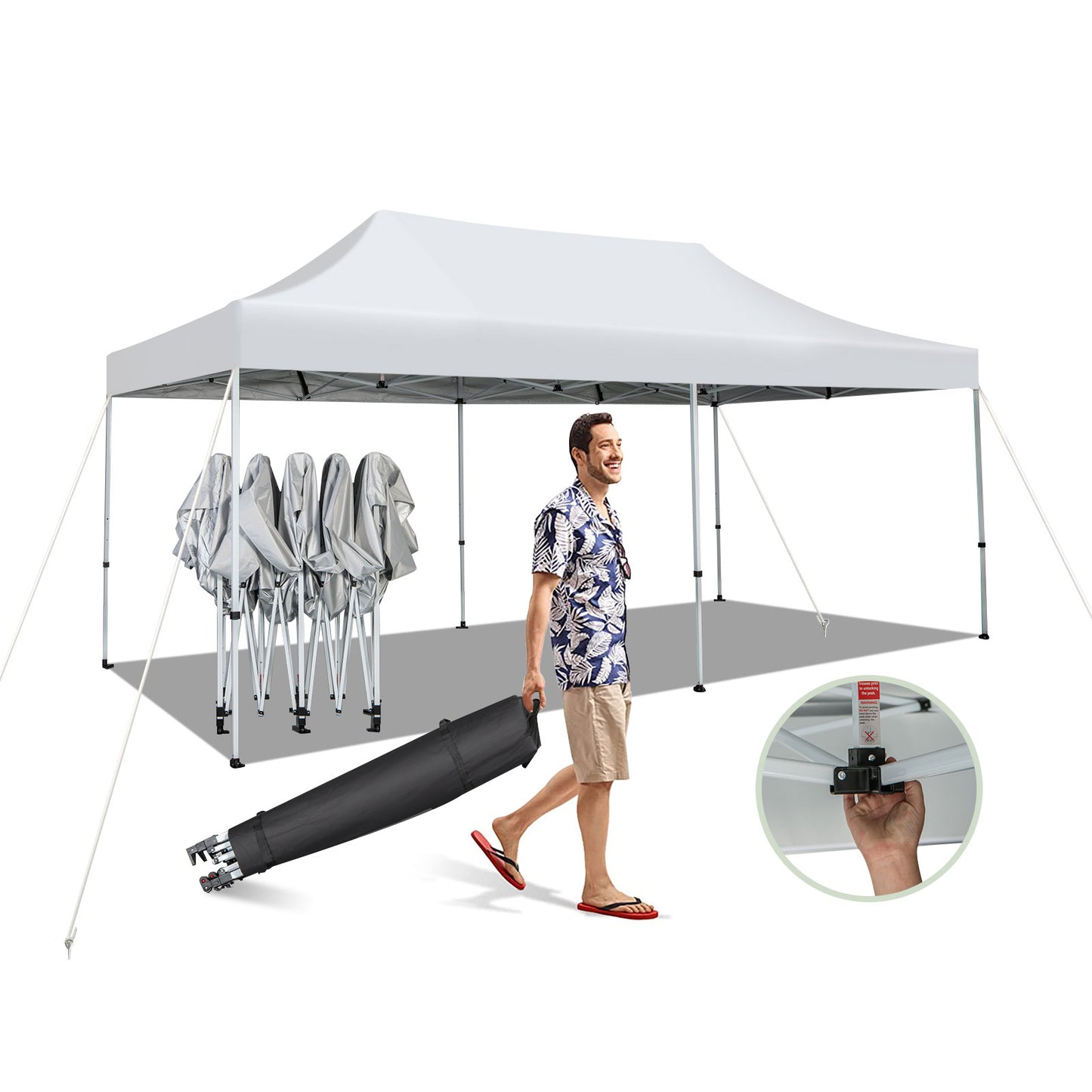 10 x 20 Feet Outdoor Pop-Up Patio Folding Canopy Tent, White Canopies at Gallery Canada
