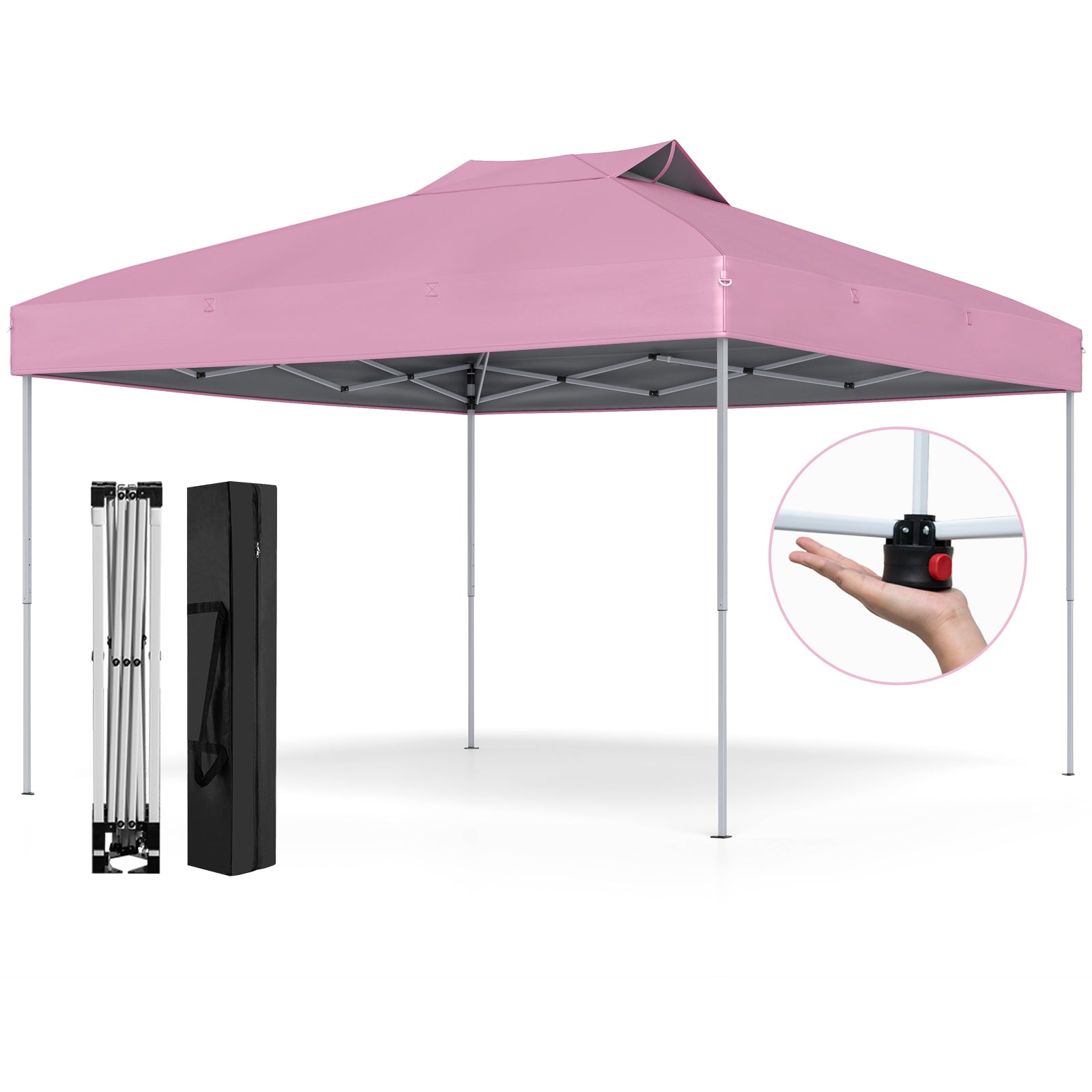 10 X 10 FT Foldable Outdoor Patio Shelter Canopy Tent with 1-Push Center Lock, Pink Canopies at Gallery Canada