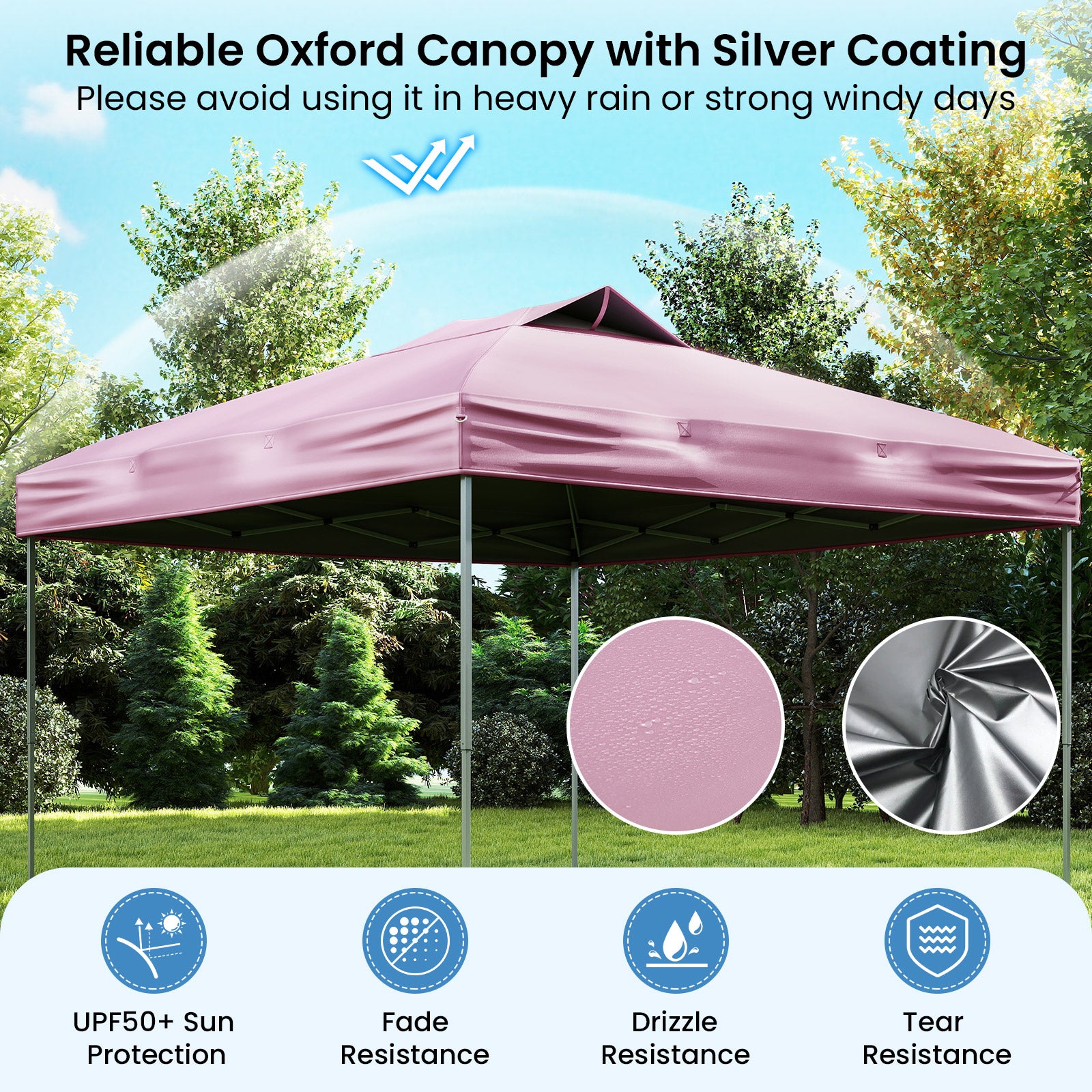 10 X 10 FT Foldable Outdoor Patio Shelter Canopy Tent with 1-Push Center Lock, Pink Canopies at Gallery Canada