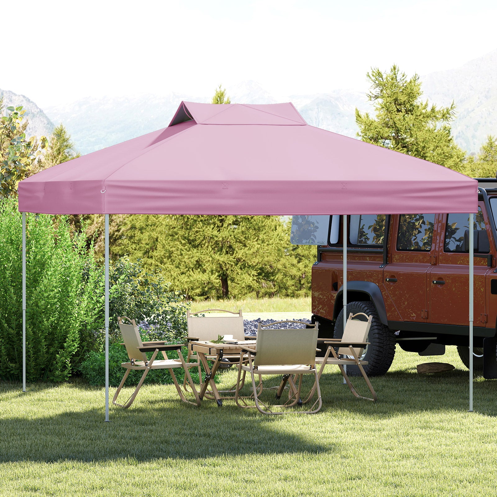 10 X 10 FT Foldable Outdoor Patio Shelter Canopy Tent with 1-Push Center Lock, Pink Canopies at Gallery Canada