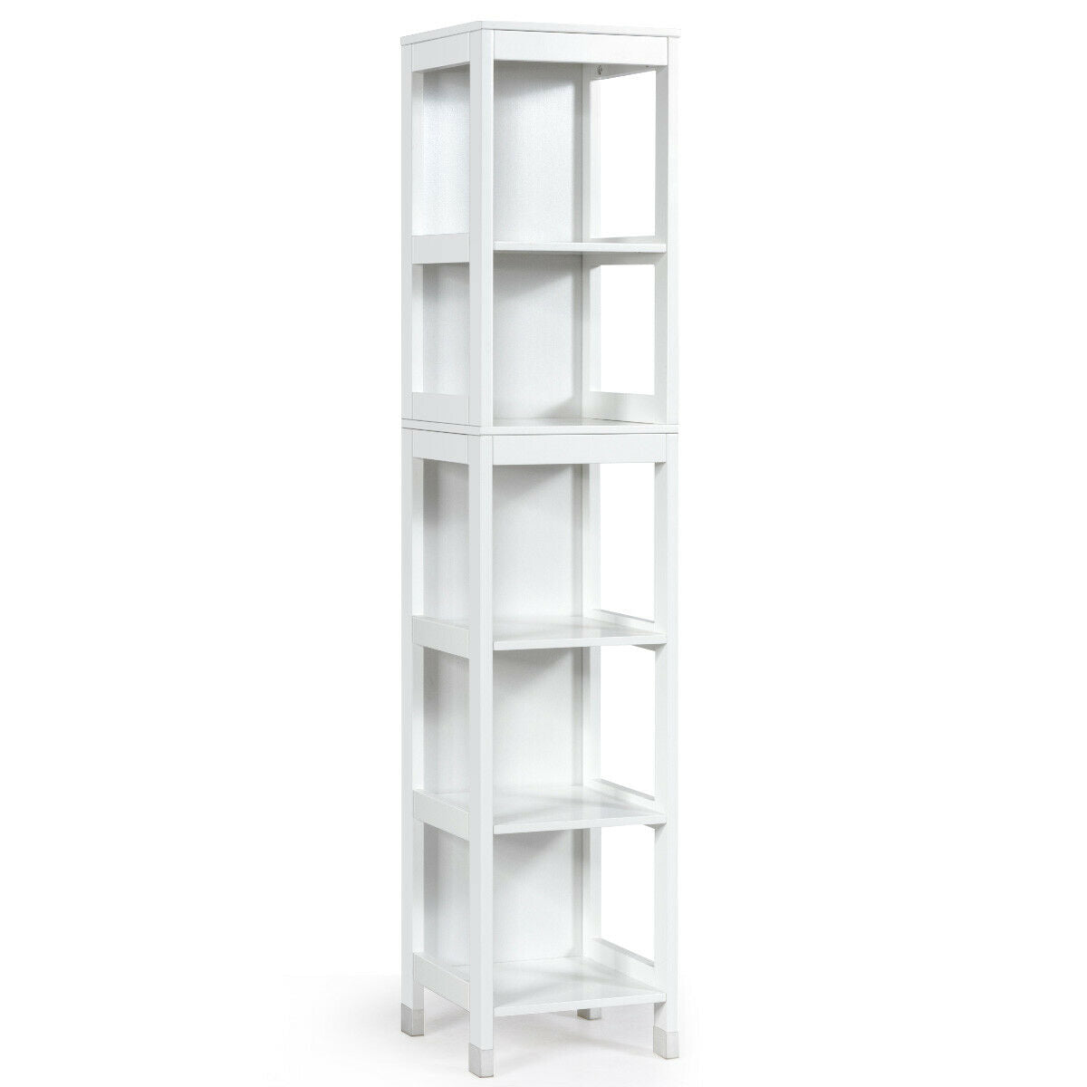 5-Tier Multifunctional Bathroom Floor Cabine Storage with 2 Drawers, White Floor Cabinets at Gallery Canada