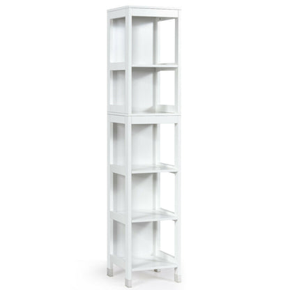 5-Tier Multifunctional Bathroom Floor Cabine Storage with 2 Drawers, White Floor Cabinets at Gallery Canada