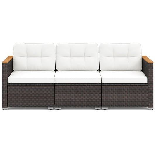 3-Seat Patio Couch Sofa with Deep Seating and Cushion, White Patio Conversation Sets White at Gallery Canada