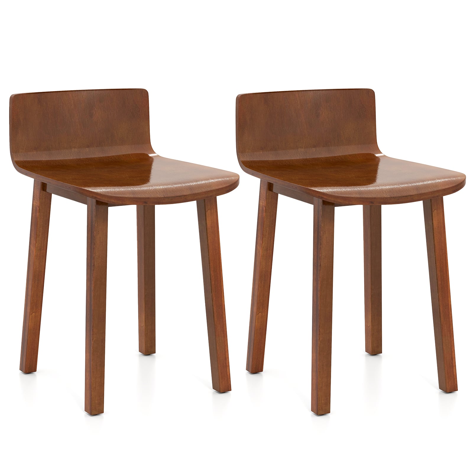 Wood Dining Chair Set Of 2, Mid-Century Modern Armless Side Chairs, Brown Dining Chairs at Gallery Canada