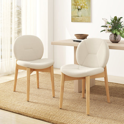 Wooden Dining Chairs Set of 2 with Rubber Wood Legs, White Dining Chairs at Gallery Canada