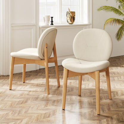 Wooden Dining Chairs Set of 2 with Rubber Wood Legs, White Dining Chairs at Gallery Canada