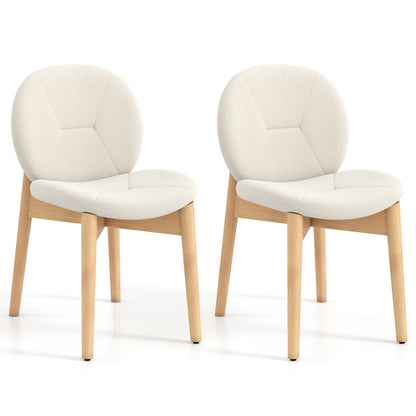 Wooden Dining Chairs Set of 2 with Rubber Wood Legs, White Dining Chairs White at Gallery Canada