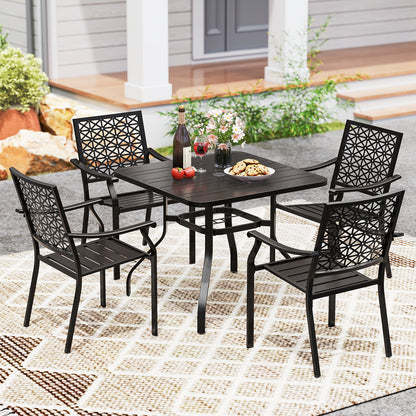 37 Inch Square Patio Dining Table with Umbrella Pole Hole, Black Patio Dining Tables at Gallery Canada